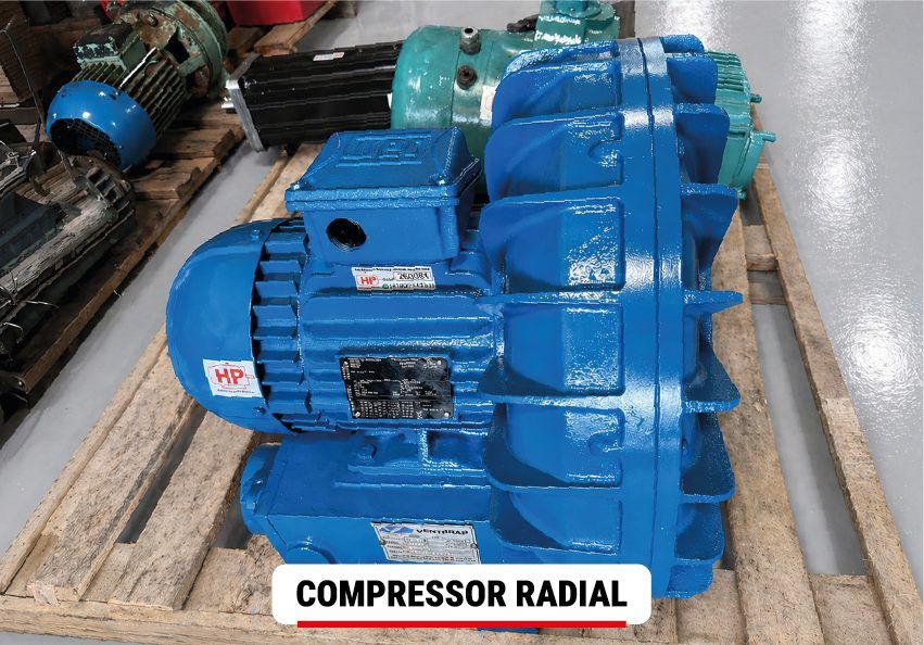 Compressor radial revisado e pintado, com selo da HP Motores Elétricos